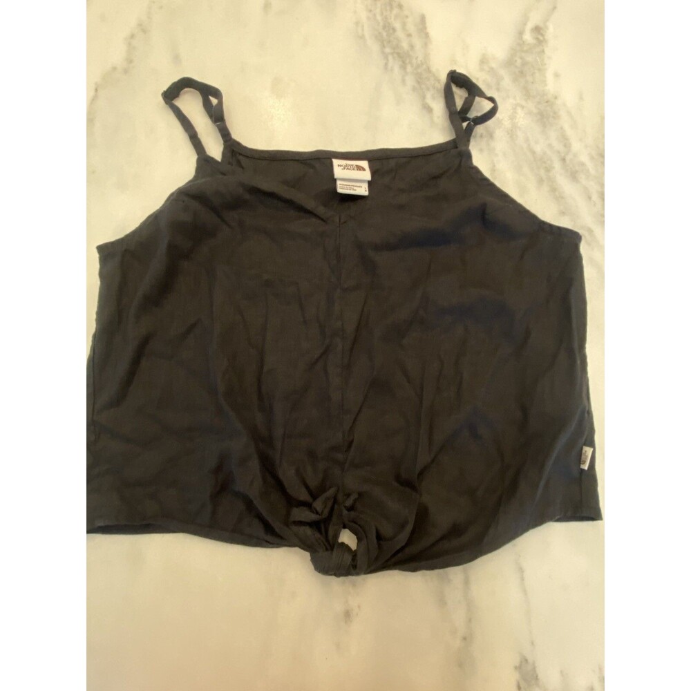 The North Face Hillrose Hemp Black Tie Front Spaghetti Strap Tank Top Large